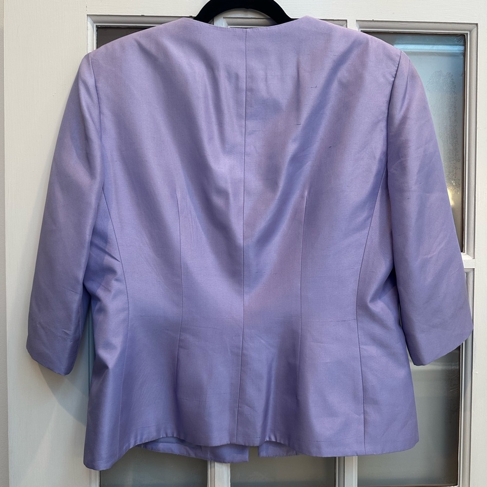 Vintage ADRIANNA PAPELL 100% Silk Jacket Blazer Lavender Lilac Size 8 Medium M - Picture 4 of 9
